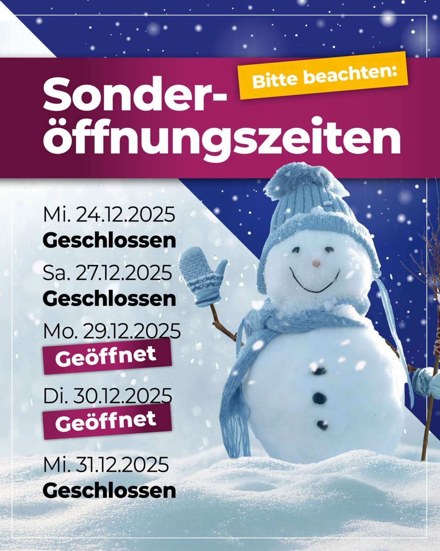 Luetzenkirchen Sonderoeffnungszeiten SoMe Post 25 12 1